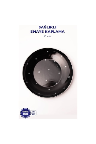 Star Emaye Pasta/sunum Tabağı 21cm Siyah - Gümüş
