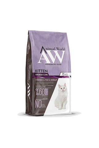 Animal World Tavuk Balık Karidesli Yavru kedi Maması 15 Kg