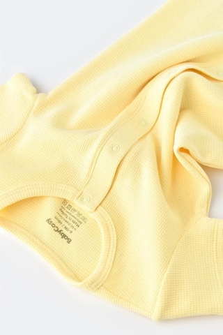 BabyCosy Bebek Şort Kollu Tulum, %100 Organik Pamuk, Bebek Ve Yenidoğan Serisi - Csyw1016 Yellow