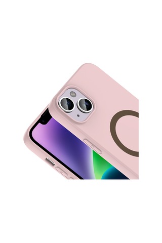 Apple iPhone Uyumlu 13 Kılıf M-safe Şarj Özellikli Zore Aris Silikon Kapak - Açık Pembe AÇIK PEMBE