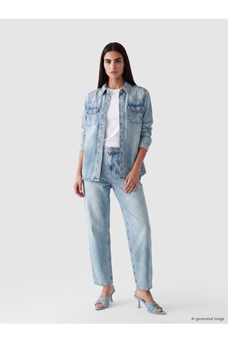 Lcw Vision İndigo Carrot Fit Kadın Pileli Jean Pantolon