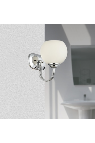 Lamore Home Dicle Opal Camlı Tekli Krom Aplik Krom