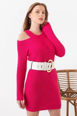 Aqe Fashion Kadın Fuşya Omuz Detaylı Elbise Fuşya