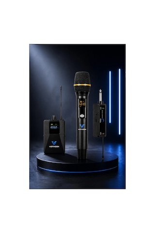 Wireless Mikrofon Sistemi Uhf Kablosuz El Mikrofonu Profesyonel Ses Performansı 50 Mt Menzil Belirtilmemiş