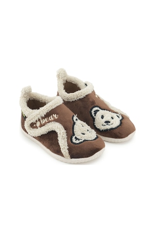 Gezer Erkek Çocuk Kışlık Pvc Rahat Taban Tek Cırt Cırtlı Ayarlanabilir Kemer Ev Okul Kreş Panduf Aya Kahve