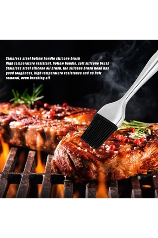 Jeehugo Güvenli Silikon Fırça, Paslanmaz Çelik Saplı, Isıya Dayanıklı, Mutfak Fırında Ve Barbeküde Soya Sosu, Yağlı Malzeme Uygulayıcı, Temizlenmesi Kolay, Taşınabilir Ve Konforlu Kullanim Çok Renkli