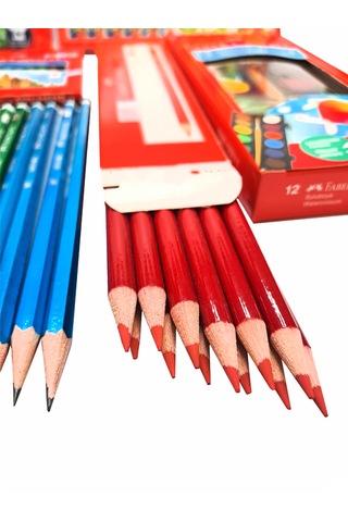 Faber Castell 9 Çeşit Okul Kırtasiye Seti Kalem Boya Silgi Seti