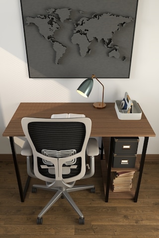 Makbulce Metal Raflı Çalışma Masası Kahverengi