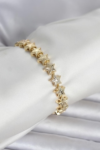 Pirinç Gold Renk Yıldız Model Kadın Bileklik Çok Renkli