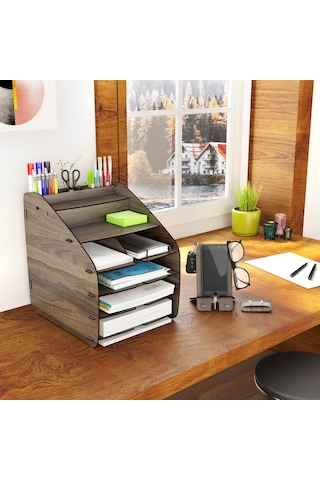 Design Otto Large Modest 6 Renk A4 Evrak Rafı Masaüstü Organizer Siyah