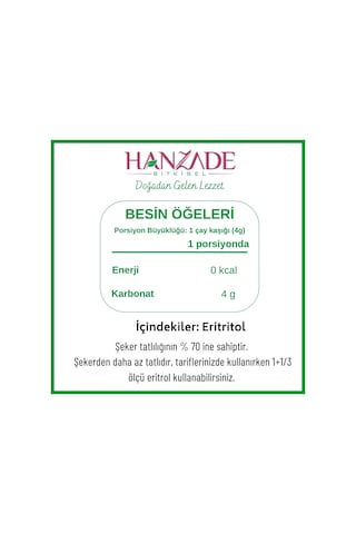 Hanzade Bitkisel Eritritol Doğal Toz Tatlandırıcı 1 KG