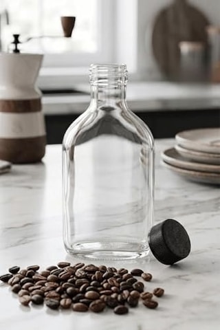 5 Adet Kapaklı Cold Brew Şişesi 200 Ml Yassı Cam, Soğuk Kahve, Detoks, Sos Ve Yağdanlık Şişesi Diğer