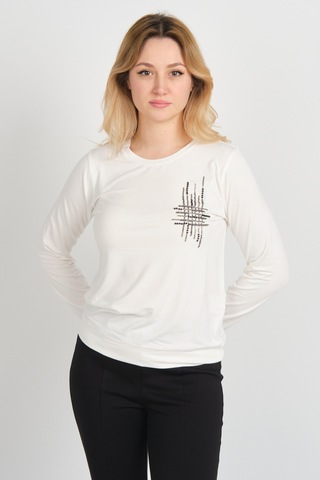 Sistas Kadın Taş Ve Boncuk Süslemeli Uzun Kollu Bluz 24589 Ekru Ekru