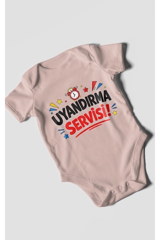 Morivokids Uyandırma Servisi Kısa Kollu Bebek Body %100 Pamuk Pastel Pembe