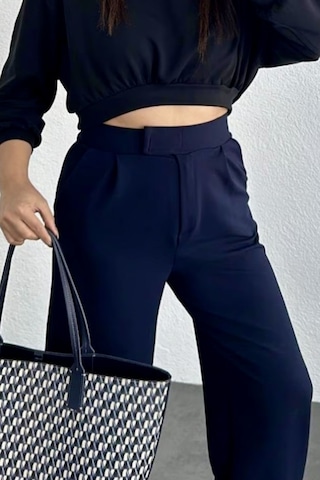 Bb Butik Basic Cırtlı Palazzo Pantolon Lacivert