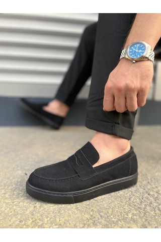 Dmr Elegance Jy180 Estilo X Bağcıksız Süet Erkek Günlük Spor Klasik Ayakkabı Sst - Siyah