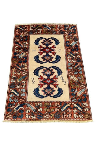 El Dokuma İmzalı Çanakkale Dobag Halısı 102x147 Kök Boya %100 Yün Halı Kiremit