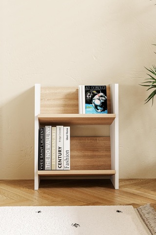 Derga 2 Raflı Kitaplık Beyaz - Meşe