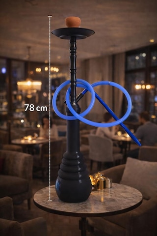 Hdmarketim 78 Cm Büyük Boy Nargile Takımı Cafe & Lounge Kullanımına Uygun Kalın Cam Şişe, Tek Hortumlu