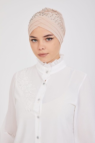 İncili Üç Çapraz Geçmeli Bone Sdıucb1001 Pudra