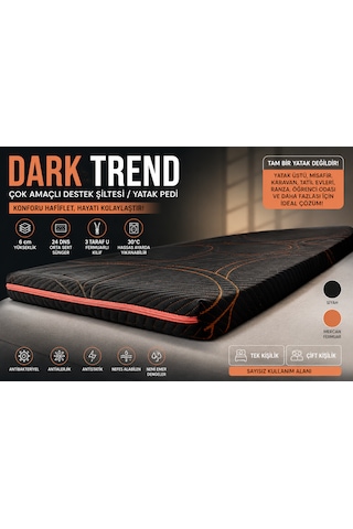Dark Plus Topper, Yatak Pedi, Şilte, Misafir Yatağı, Yer Yatağı, Yer Minderi 24 Dns Sünger Dark Trend Kumaş Fermuarlı Yıkanabilir Kılıf Zishhome Karavan, Tiny House, Bungalov Kılıflı