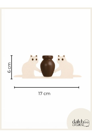 Kedi Bıyığı Toplayıcı Magnet-vazolu Buzdolabı Süs-2 Kedili Bıyık Biriktirme Magnet Bej