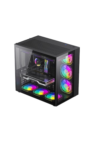 SNT Warzone II Midi Tower 7x120 MM ARGB Uzaktan Kumanda Atx Siyah Gaming Kasa