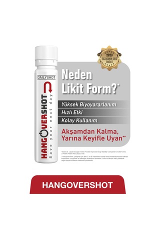 Hangovershot Kafein, Taurin, Vitamin Ve Aminoasitler İçeren Gıda Takviyesi 2x4 Shot