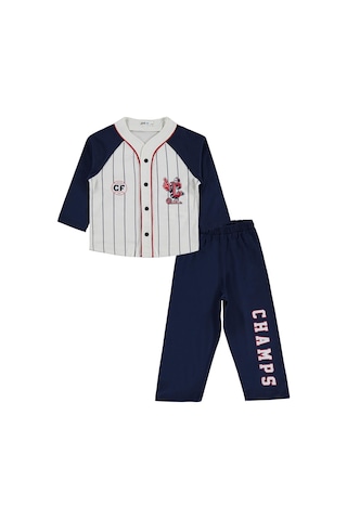 Civil Boys Çizgili Düğmeli 2-5 Yaş Pijama Takımı - Lacivert