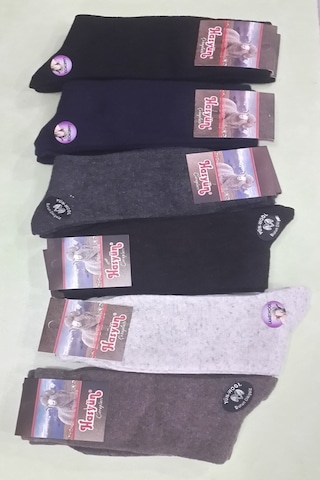 Hasyün Çorap Kuzu Yünü Dikişsiz Burunlu Erkek Çorabı 6 Adet Paket Siyah