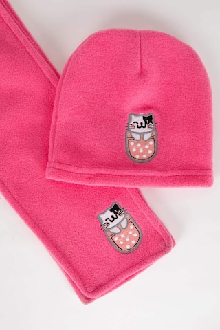 Defacto Kız Bebek 2'li Polar Atkı Bere Takım B4390A523WNPN110 Pembe