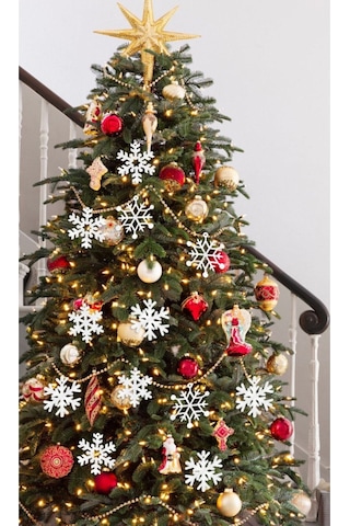 Kar Tanesi Yılbaşı Ağaç Süsü İpli 6'lı Paket 9 9 Cm