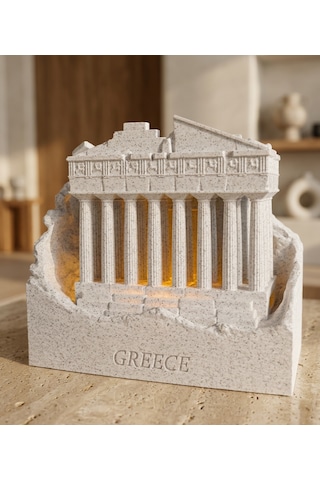 Dünya Mirasları Led Işıklı 3d Dekoratif Yapılar Koleksiyonu Yunanistan Parthenon Gri