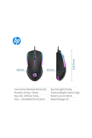 M160 Mouse 1000dpi Rgb Led Işıklı Usb Kablolu Oyuncu Mouse Gaming Mouse Diğer