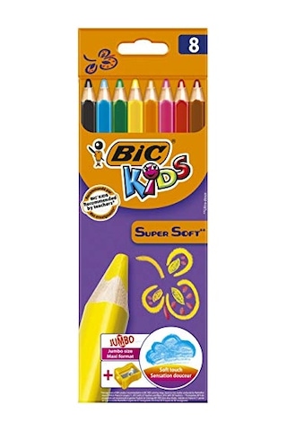 Bıc Kids Jumbo-üç Kenarlı-yumuşak, Boyama Kalemi 6,2 Mm, 8-çeşitli Renklerde, Kartonetuı Her Biri 8 Adet, Jumbo-dahil Kalemtraş 124-Pembe