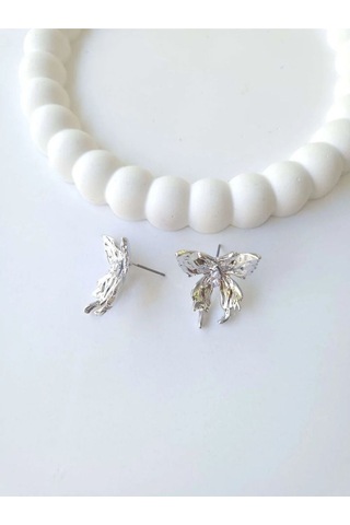 Çelik Silver Kelebek Küpe Sevgiliye Hediye