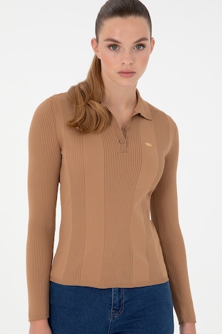 U.S. Polo Assn. Kadın Camel Polo Yaka Kazak 50297087-VR015