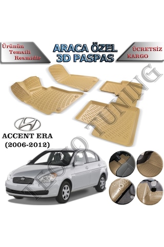 Rizline Hyundai Accent Era 2006-2012 Bej 3D Havuzlu Paspas