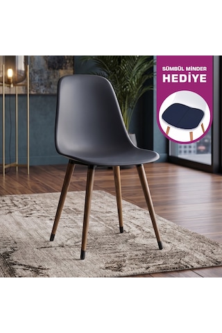 Vilinze Eames Kestane Ahşap Ayak Plastik Füme Sandalye Eames-beyaz Füme - Kestane
