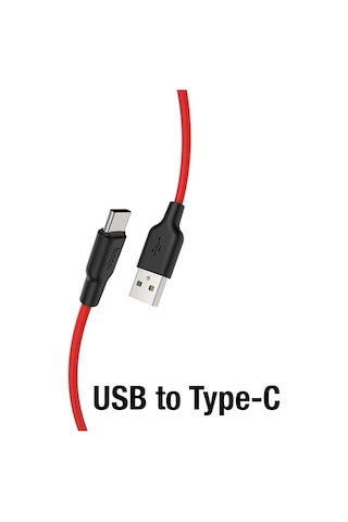 Hoco X21 Plus Usb To Type-c 3a Silikon Hızlı Şarj Ve Data Kablosu- 5775 Siyah-kırmızı
