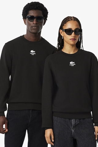 Lacoste Unisex Sweatshirt Bisiklet Yaka Pamuklu Sweatshirt Siyah