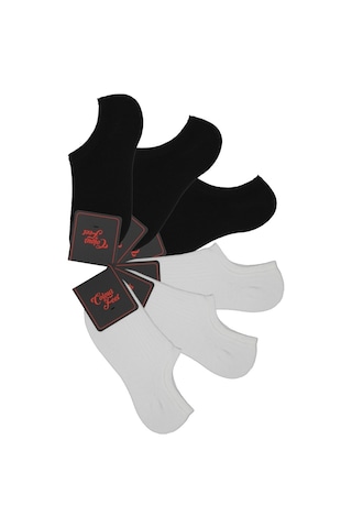 Cf Colour Feet Cf 6'Lı Paket Siyah-Beyaz Düz Çetik Çorap Çok Renkli