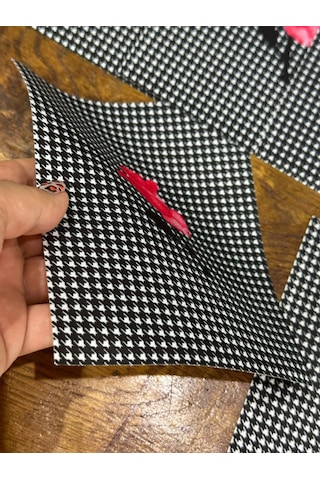 6 Lı Leke Turmaz Çiçekli Ekose Çatal Bıçak Sunum Peçete Kahve Sunum 18x16 Cm Siyah