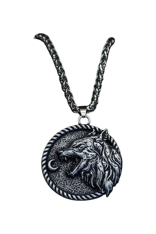 Kurt Kolyesi Türk Çelik Kral Kurt Aksesuar Erkek Madalyon Kolye Gri