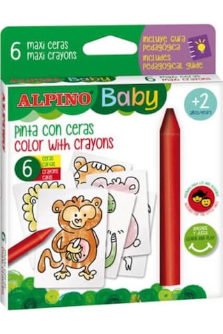 Alpino Baby 6’Lı Boyama Kartlı Mum Boya Seti