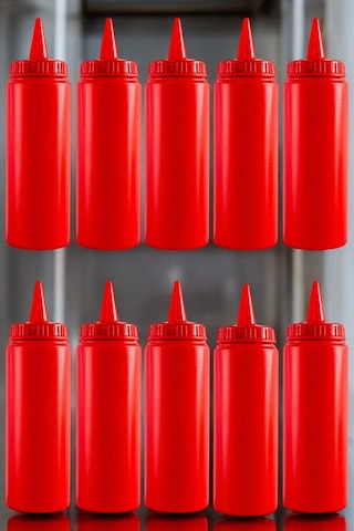 500 Ml. Fişek Sosluk Ketçap Mayonez 10 Adet Kırmızı