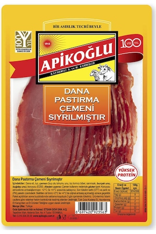 Çemeni Sıyrılmış Dilimli Dana Kontrfile Pastırma 90 Gr. Üçlü Paket Toplam 270 Gr.