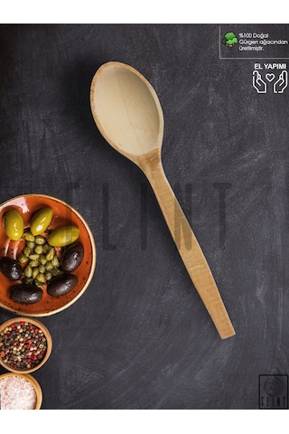 Gürgen Ağacı El Yapımı Tahta Ahşap Kaşık Mutfak Yemek Kaşığı 27cm