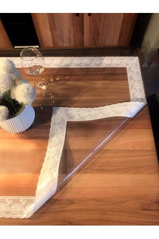 Aysan Şeffaf Pvc Dantelli 1.2 MM Masa Örtüsü