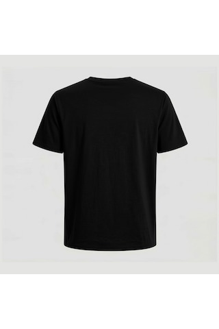 Jack & Jones Erkek Nakis Detayli Relaxed Fit Bisiklet Yaka Tisört - Lines - 12309153 Siyah
